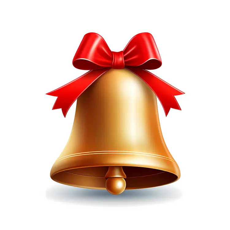 Golden Bell with Red Ribbon for Christmas Decoration
