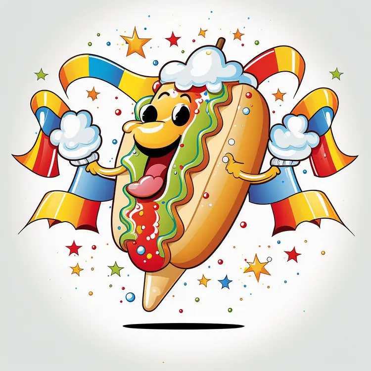 Colorful Cartoon Hotdog for Festival Celebration