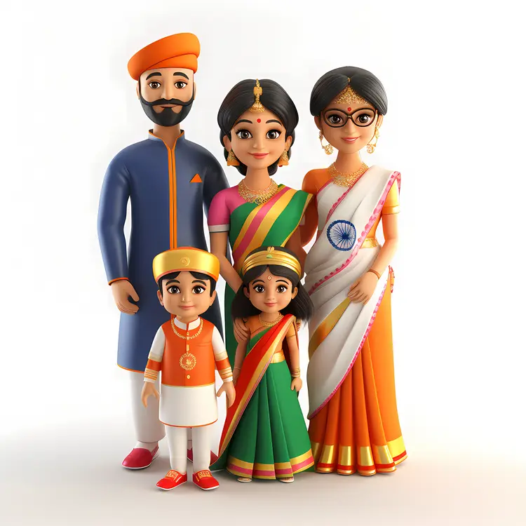 Family in Colorful Festive Attire