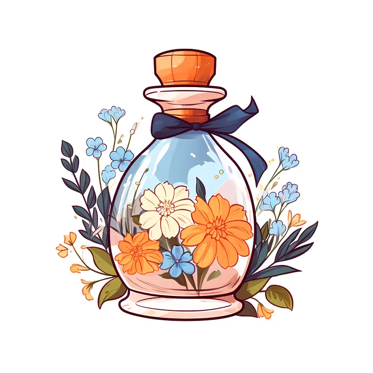 Beautiful Perfume Bottle with Floral Decoration