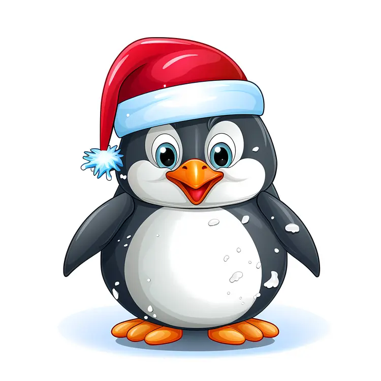 Cute Penguin with Santa Hat