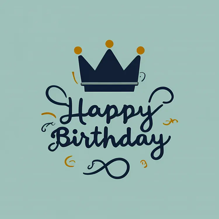 Happy Birthday with Crown on Blue Background