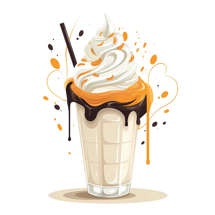 Halloween Milkshake with Whipped Cream and Orange Drizzle