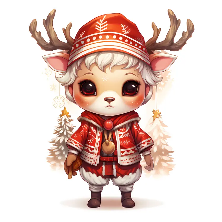 Cute Reindeer in Red Outfit