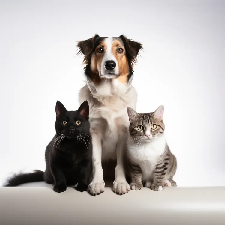 Cute Dog and Cats Together