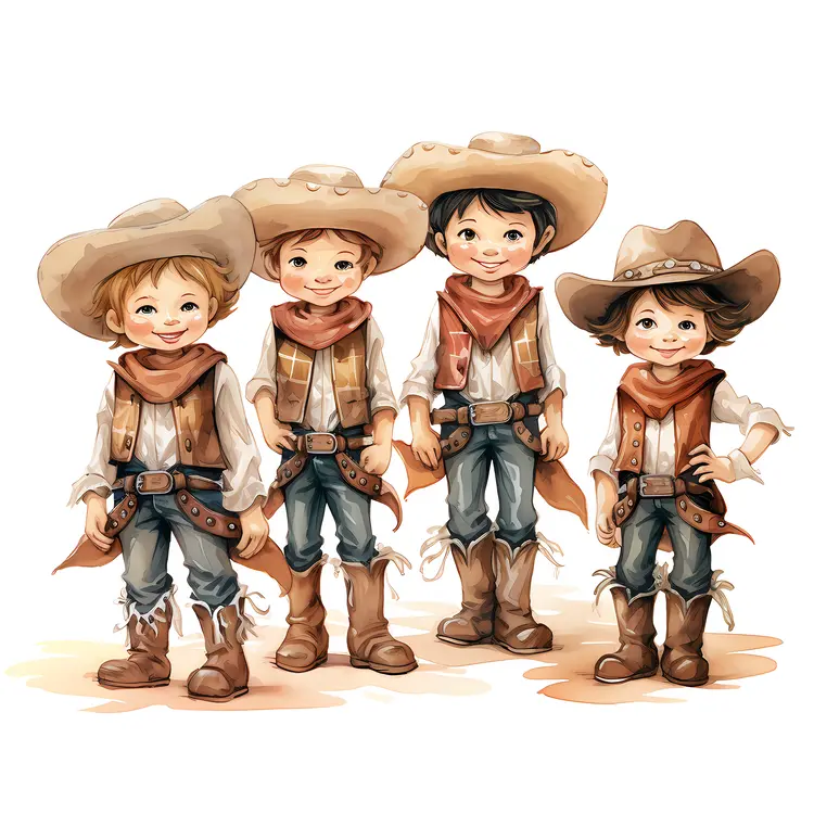 Cute Cowboy Kids in Western Costumes