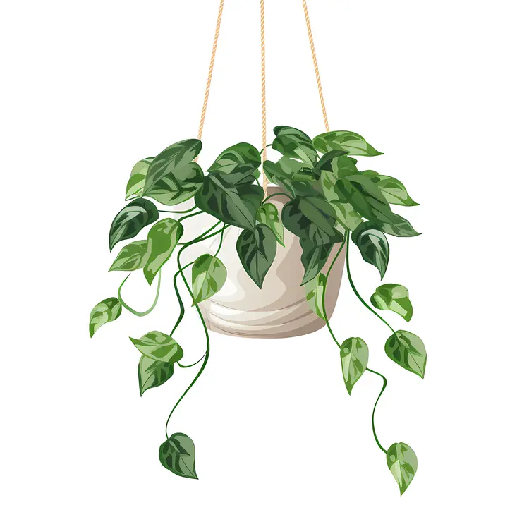 Hanging Plant with Green Leaves in Pot