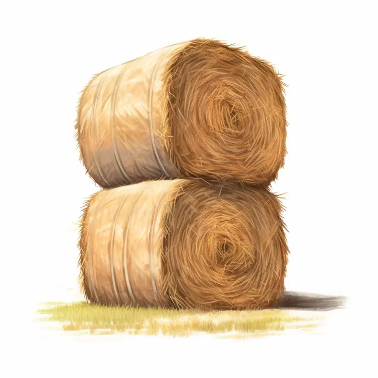 Two Stacked Hay Bales Illustration