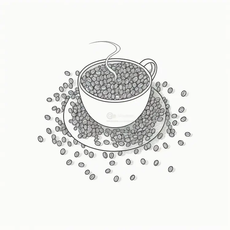 Coffee Cup with Coffee Beans Illustration