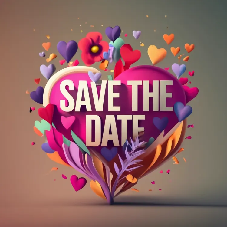 Heart-themed Save the Date