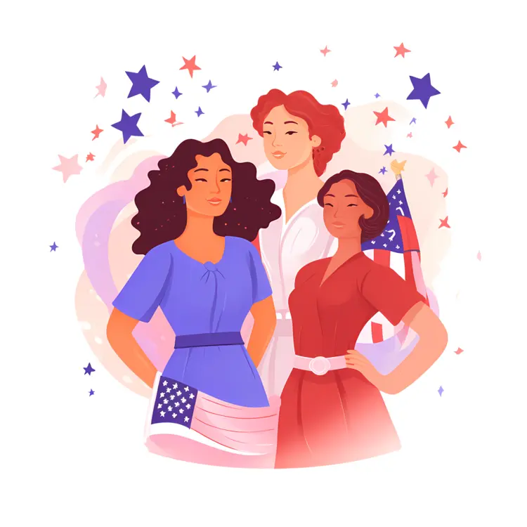 Patriotic Women Celebrating Independence Day