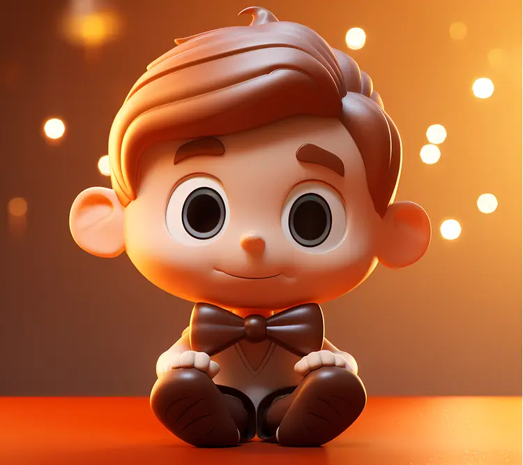Boy with Brown Hair and Bow Ornament