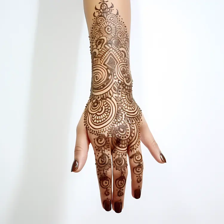 Geometric Henna Hand Design
