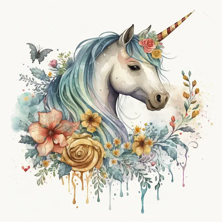 Beautiful Unicorn with Floral Design