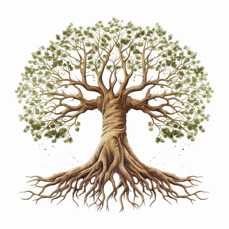 Beautiful Tree with Roots and Branches