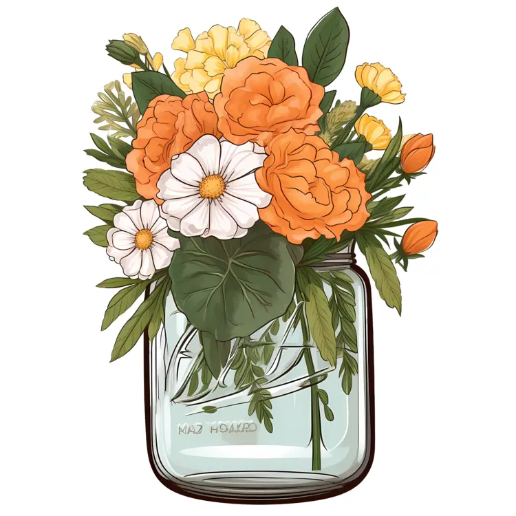 Bouquet of Flowers in a Jar