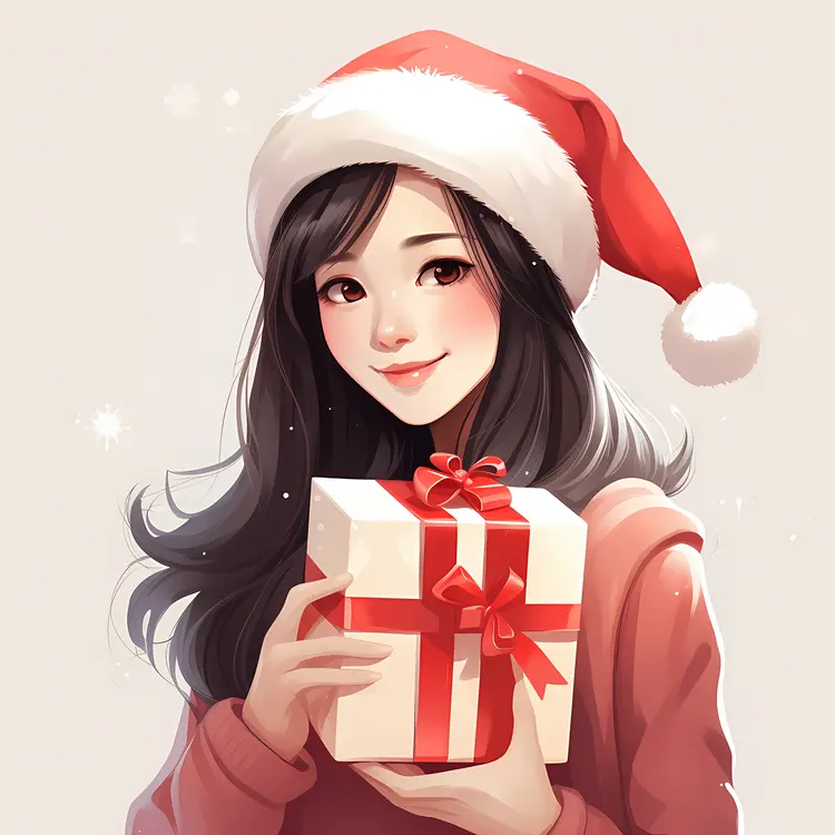 Girl with Christmas Gift
