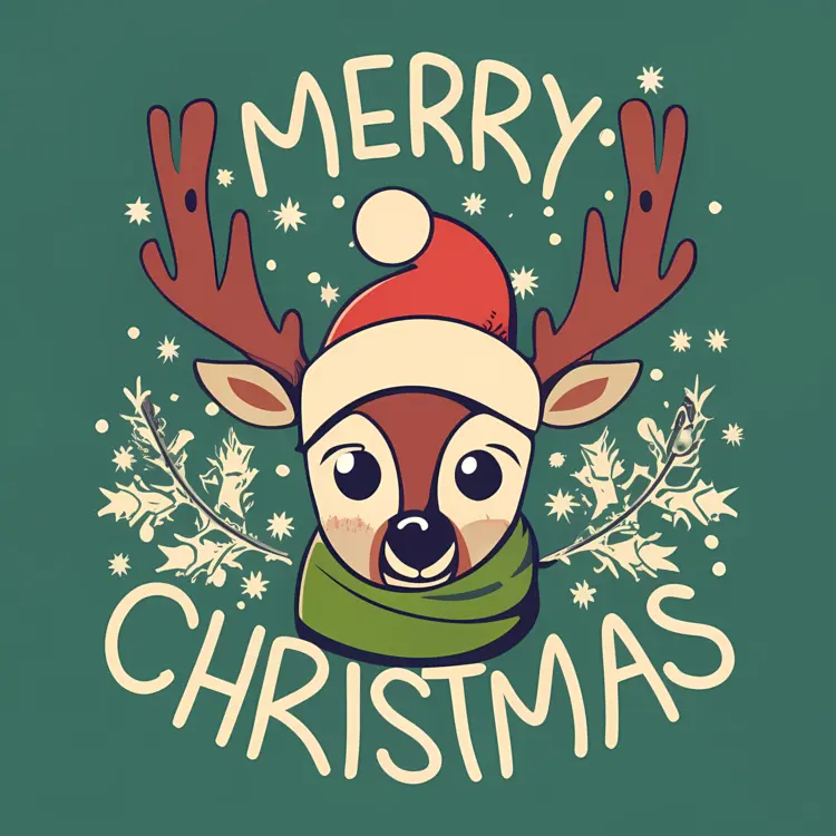 Reindeer with Santa Hat
