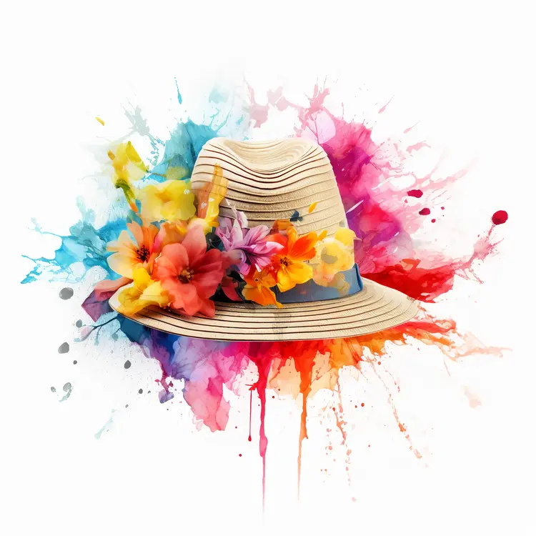 Colorful Floral Hat with Artistic Splash