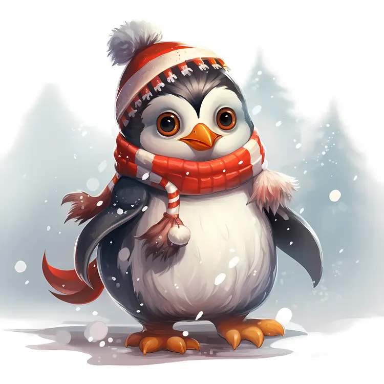 Adorable Penguin in Winter Attire