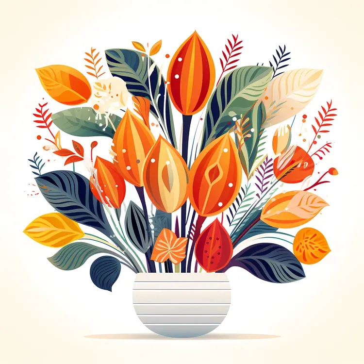 Colorful Flower Arrangement in Vase