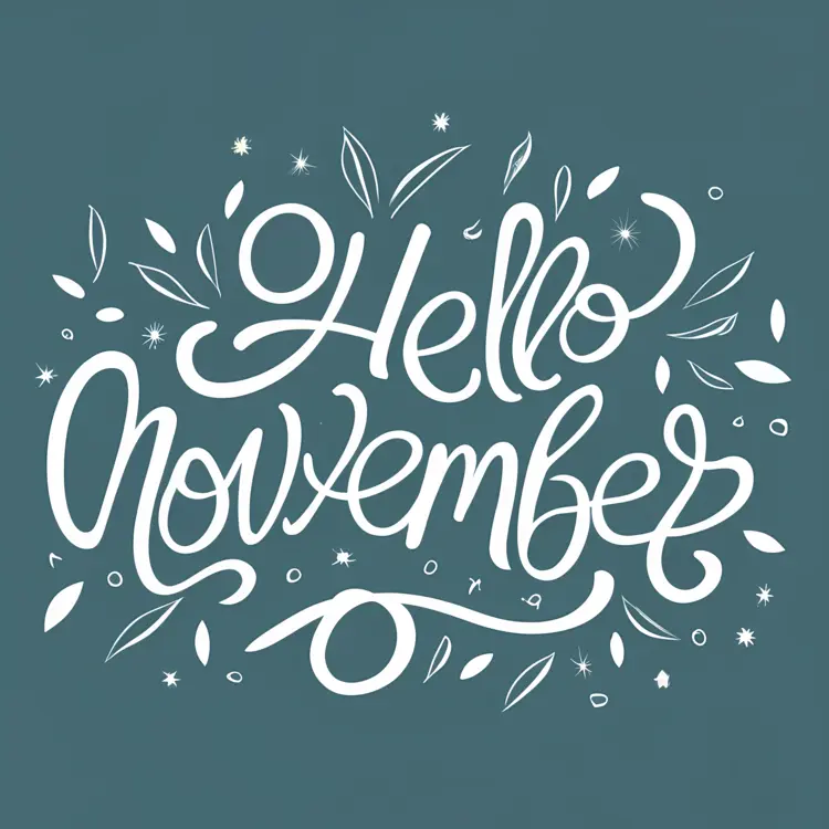 Hello November with Leaves and Stars