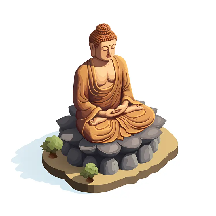 Brown Meditating Buddha on Lotus