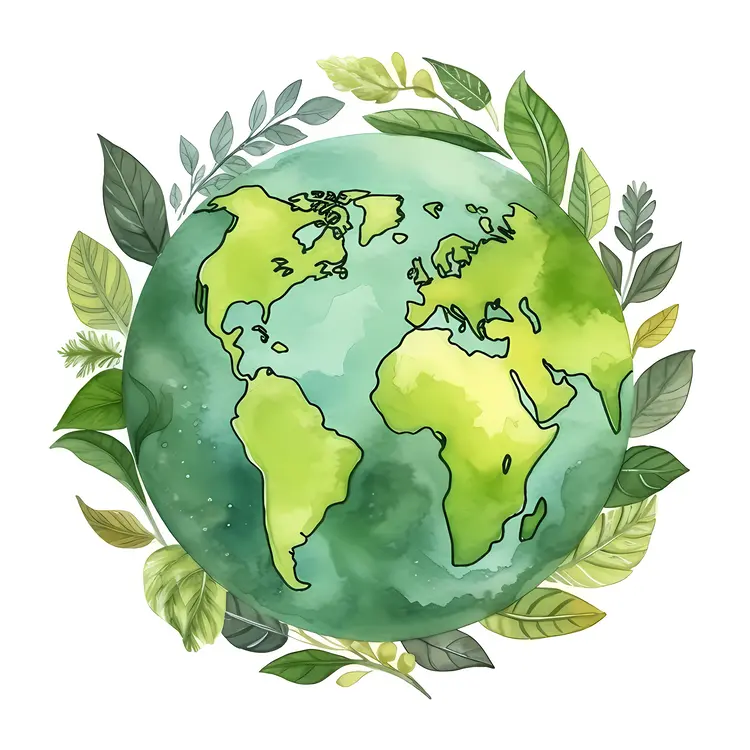 Green Earth Surrounded by Leaves