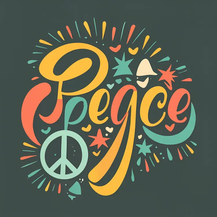 Peace Greeting with Peace Sign and Stars