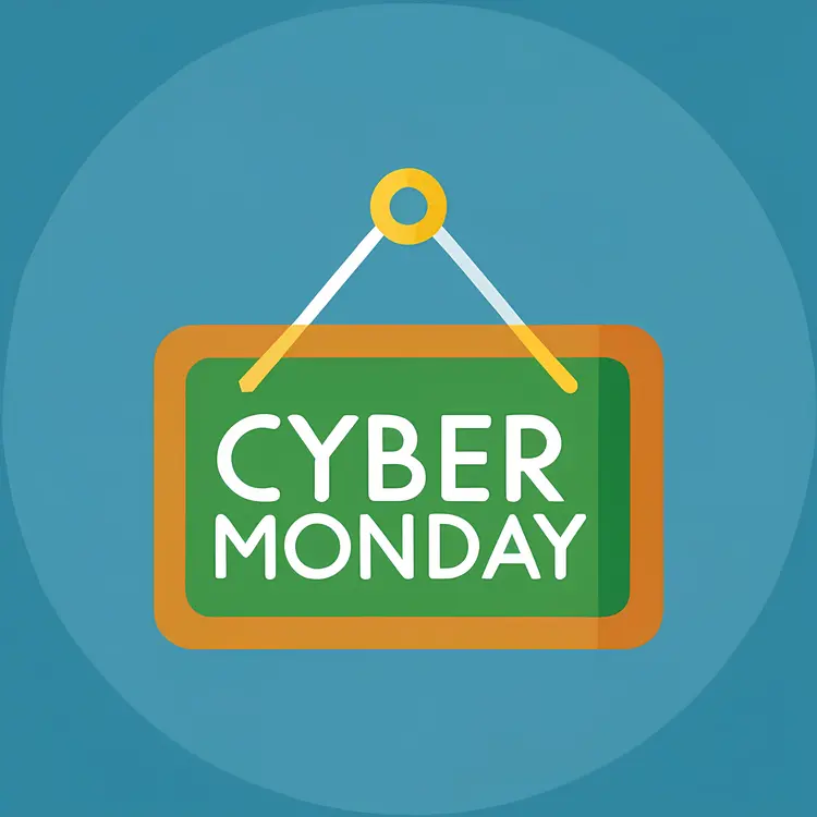 Cyber Monday Sign on Blue Background