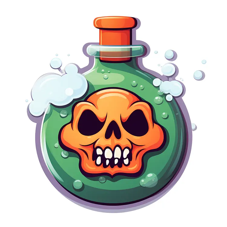 Green Poison Bottle with Skull for Halloween