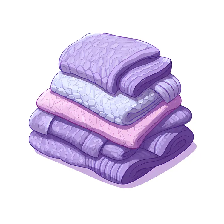Stack of Purple and Pink Sweaters