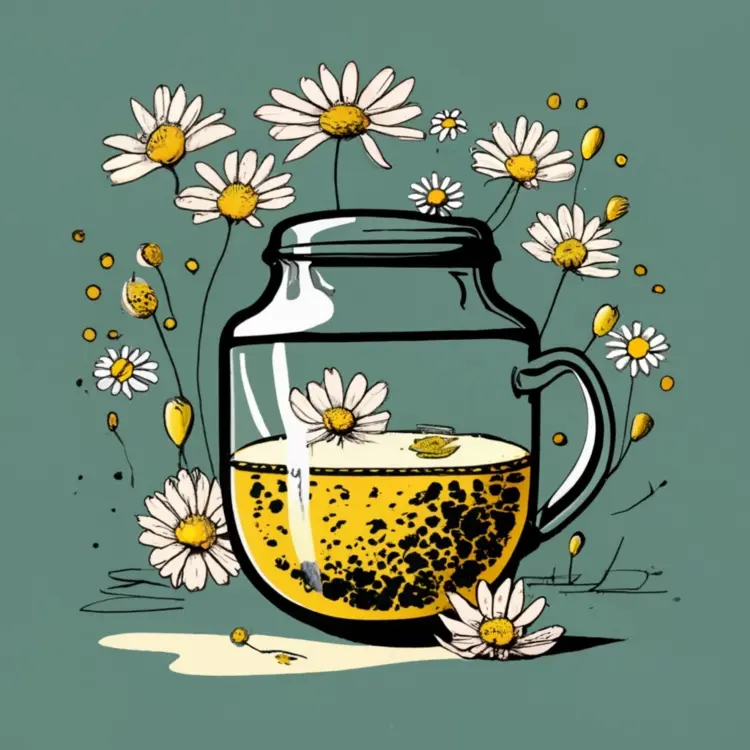 Chamomile Tea in a Jar with Flowers
