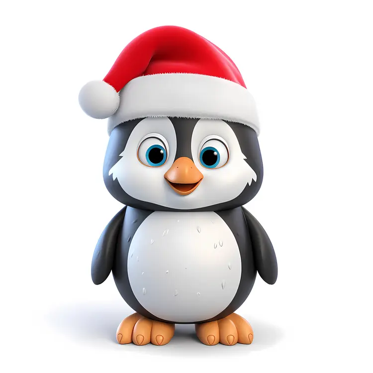 Cute Christmas Penguin with Santa Hat