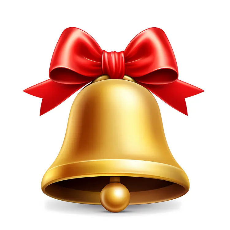 Golden Bell with Red Bow for Christmas Decoration