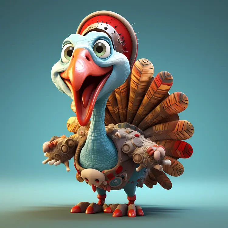 Colorful Cartoon Turkey with Accessories