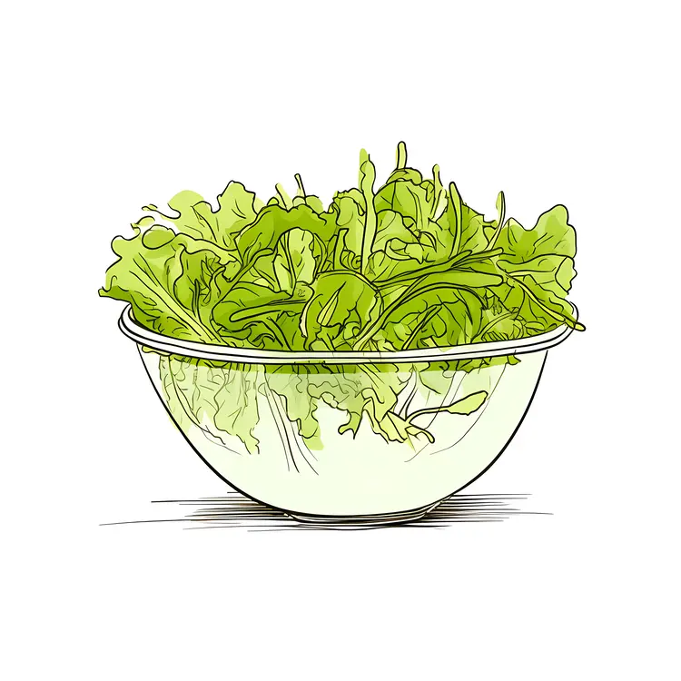 Fresh Green Salad in a Bowl Illustration
