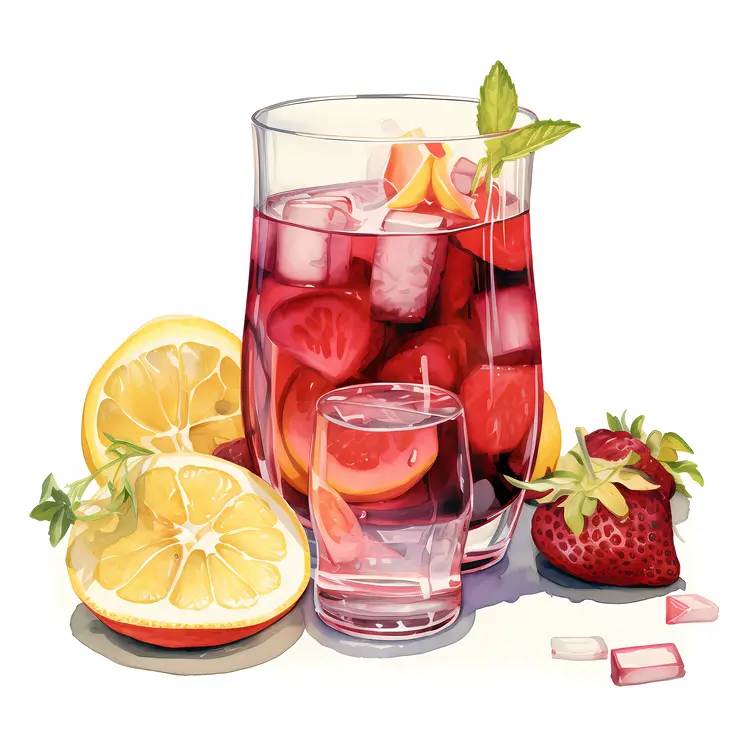 Fruit Punch in a Glass with Ice