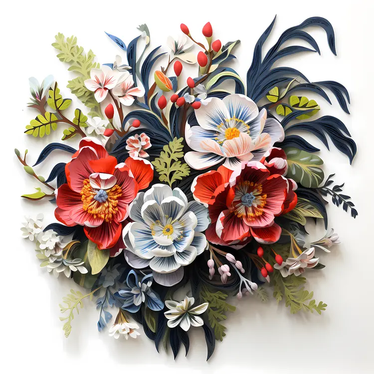 Colorful Red and Blue Flower Bouquet