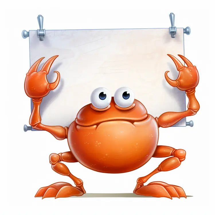 Cute Cartoon Crab Holding a Sign