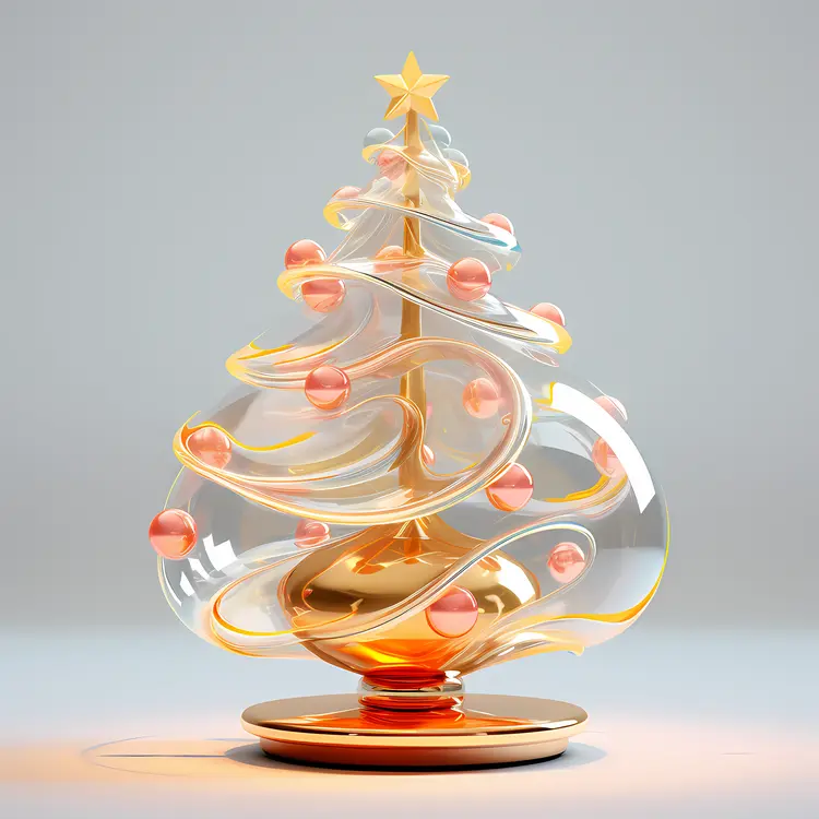 Golden Glass Christmas Tree with Ornaments
