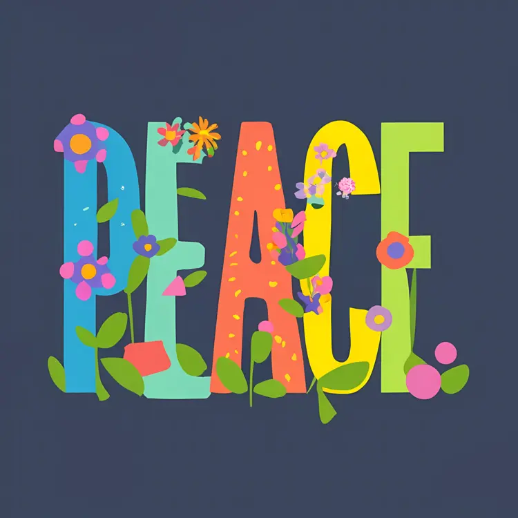 Peace Word with Flowers
