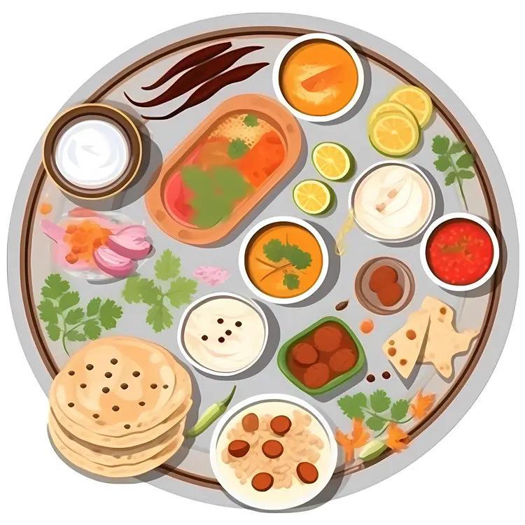 Indian Thali with Diverse Dishes