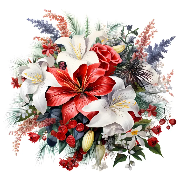 Beautiful Red and White Floral Arrangement