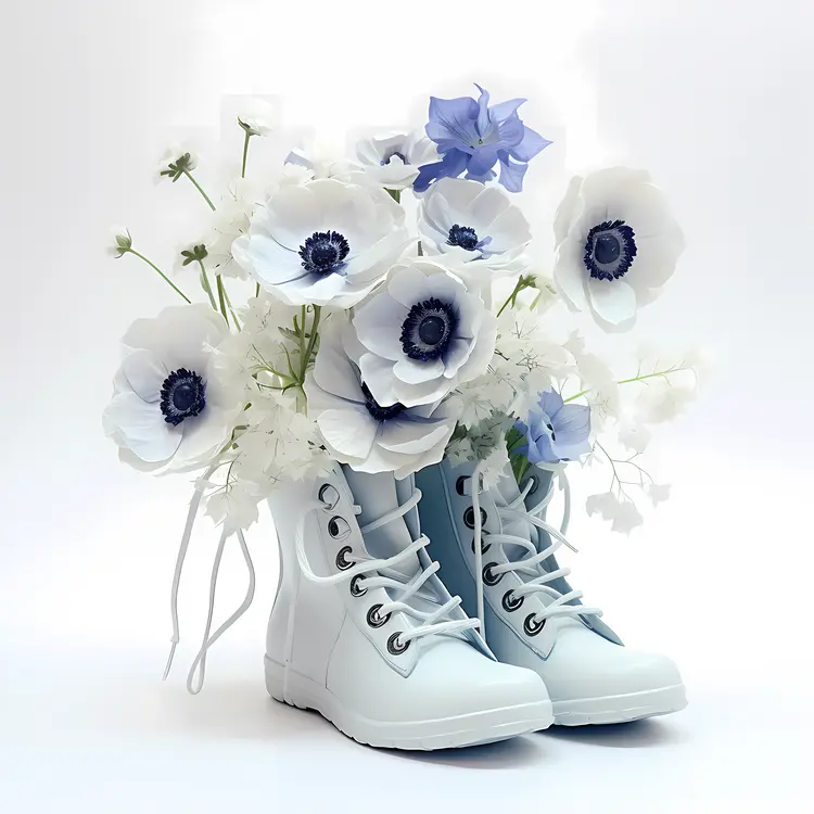 White Shoes with White Flowers Still Life