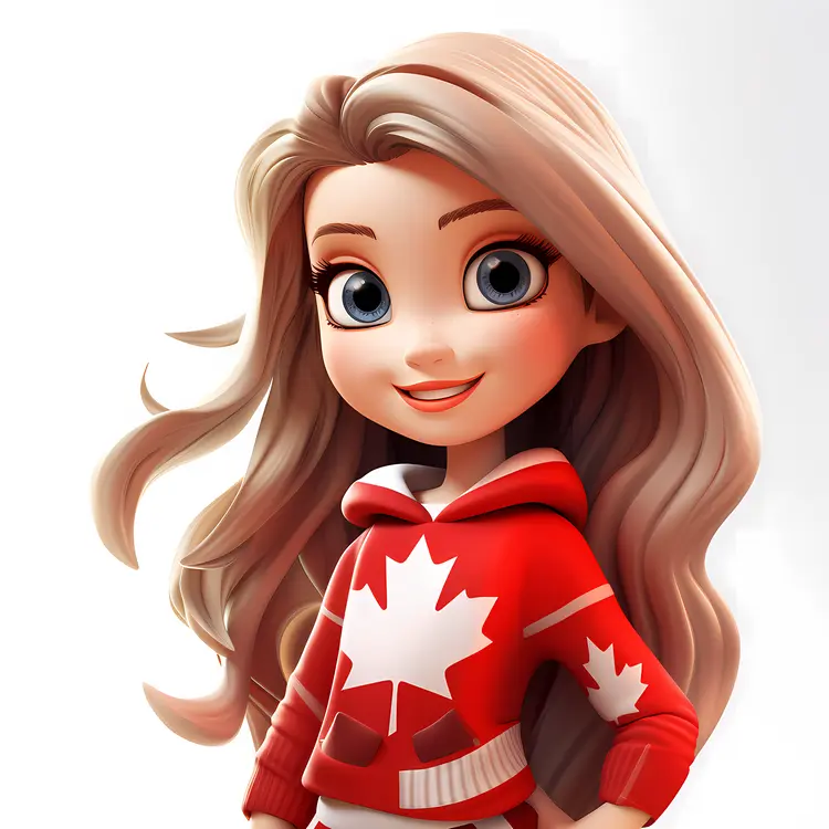 Cartoon Girl in Red Hoodie