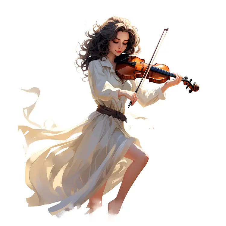 Elegant Woman Playing Violin