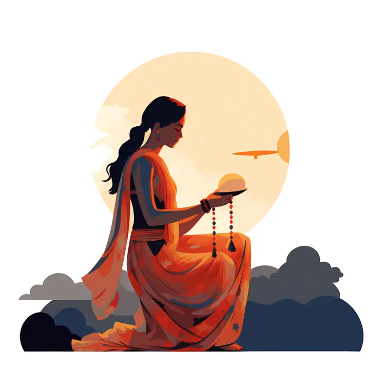 Woman Praying at Sunset
