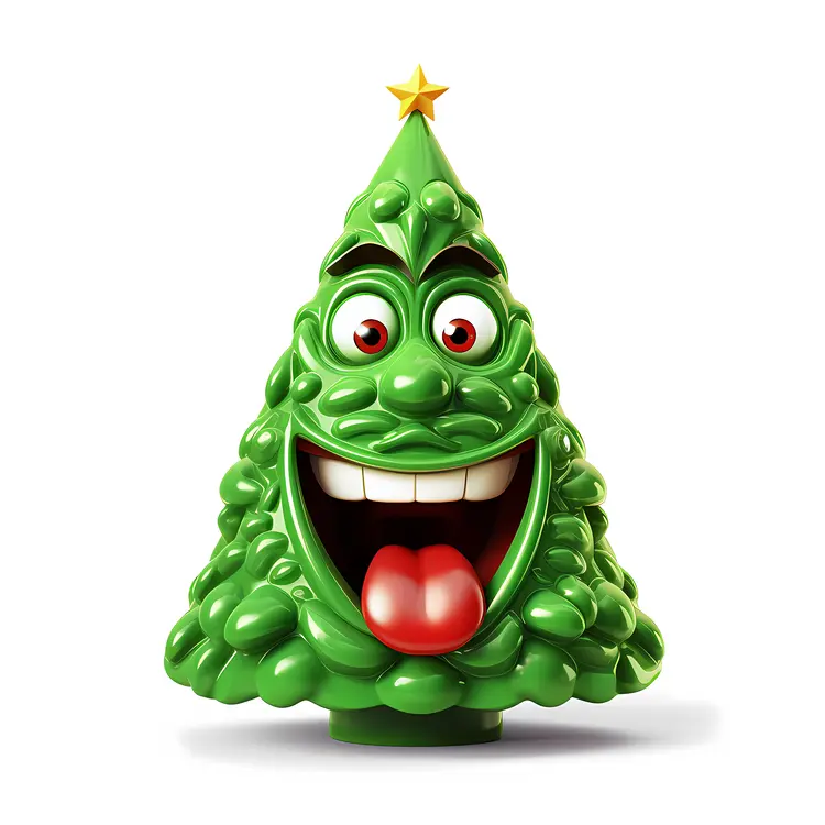 Funny Smiling Christmas Tree Cartoon