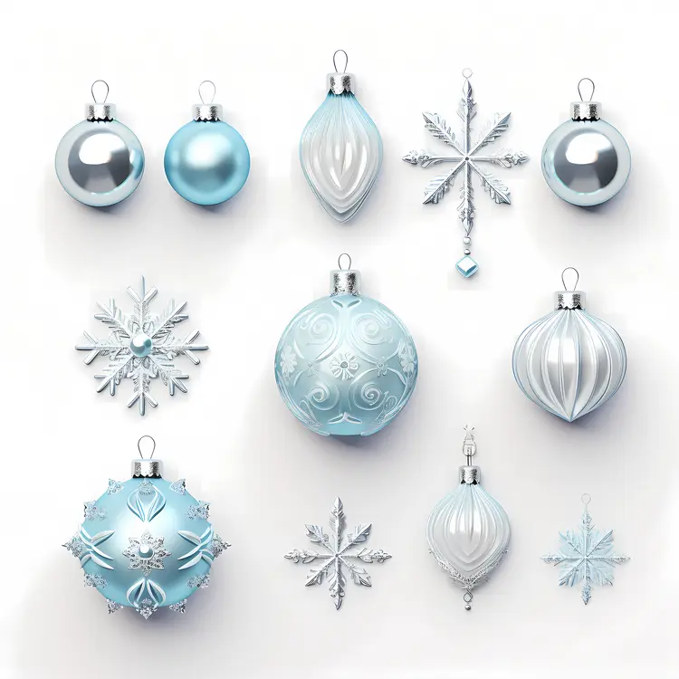 Elegant Blue and Silver Christmas Ornaments